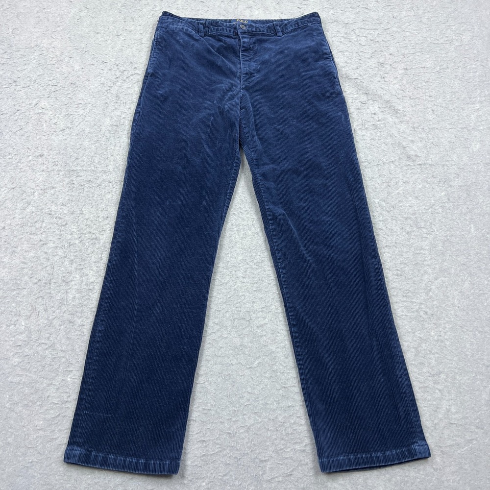 Polo Ralph Lauren Corduroy Pants Womens 20 Blue Stretch Mid Rise Straight Preppy